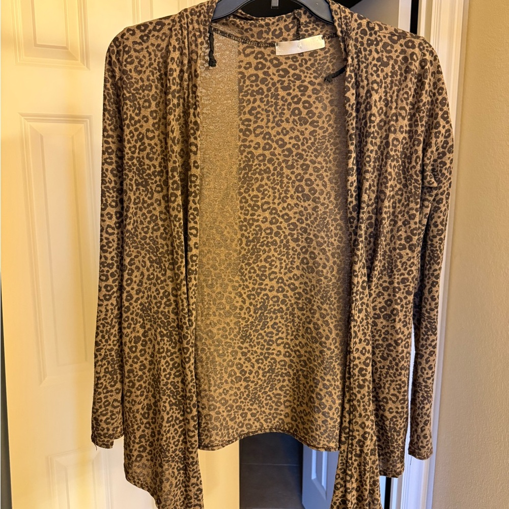 Francesca’s Leopard Print Open Front Cardigan